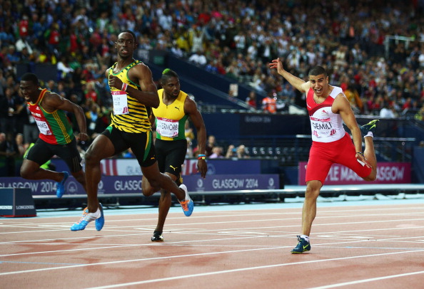 Bailey-Cole looks supremely comfortable as he crosses the line to win 100m gold ©Getty Images