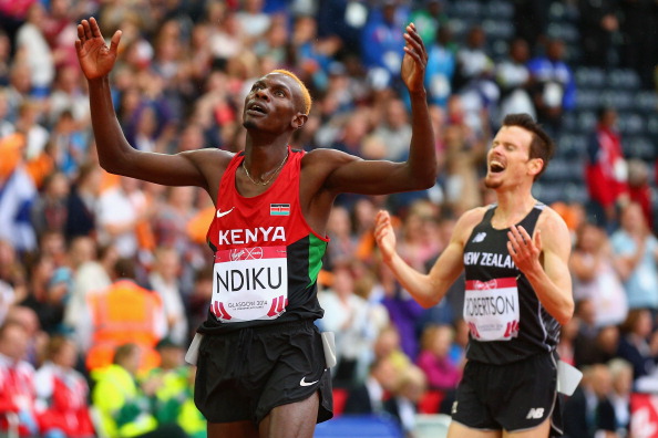 Caleb Ndiku wins gold in the men's 5000m final at Hampden Park ©Getty Images
