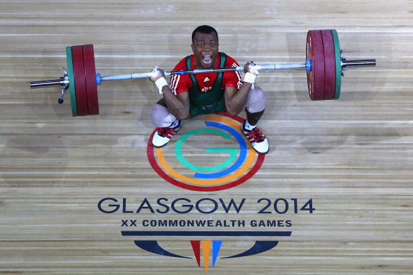 Charles Ssekyaaya of Uganda in the men's 62kg weightlifting competition ©Getty Images