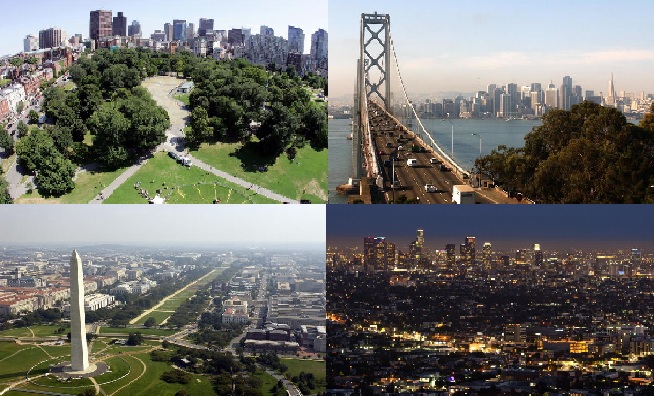 Clockwise (from top left) Boston, San Francisco, Washington D.C. and Los Angeles ©Getty Images