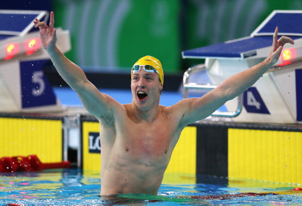 Delight for Daniel Tranter of Australia after he won gold in the men's 200m individual medley ©Getty Images