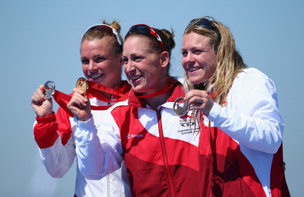 Jodie Stimpson being awarded the first gold of the Games ©Getty Images