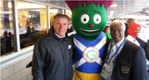 Sergey Bubka with Clyde the Mascot ©Twitter