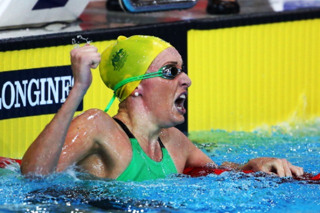 Taylor McKeown celebrates becoming the third Australian to hold the women's 200m breaststroke title in an unbroken sequence since 1994 ©Getty Images 