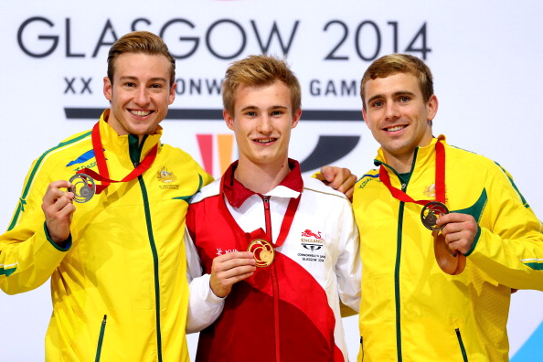 The podium positions in the men's 1m springboard diving ©Getty Images