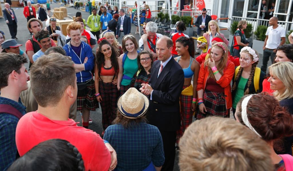 HRH the Earl of Wessex joined the National Youth Theatre of Great Britain at the Athletes Village ©Getty Images