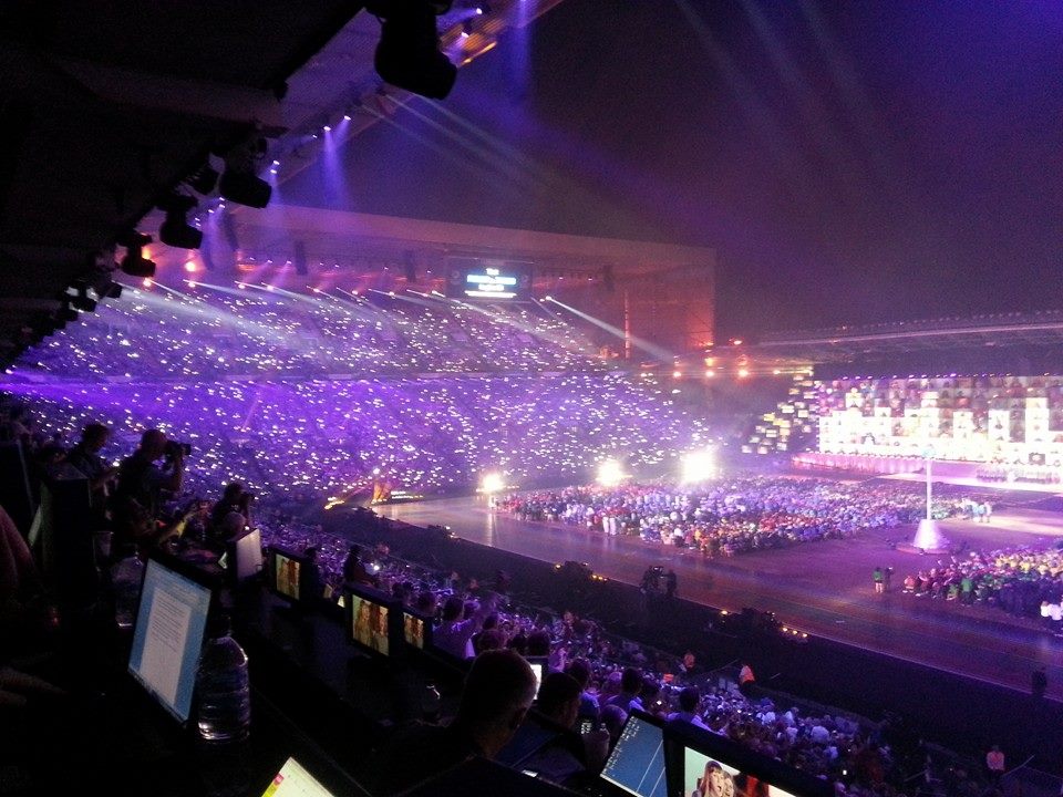 More than 500,000 people text in to UNICEF during the Glasgow 2014 Opening Ceremony including many of those inside the Celtic Park Stadium ©ITG
