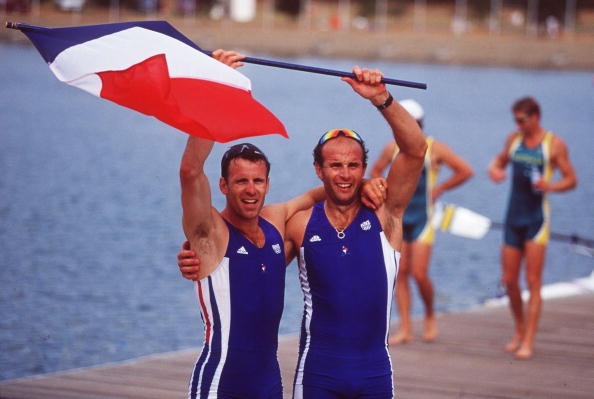 Jean-Christophe Rolland (left) won Olympic gold at Sydney 2000 in the coxless pairs with Michel Andrieux and will now run the World Rowing Federation ©Bongarts/Getty Images 