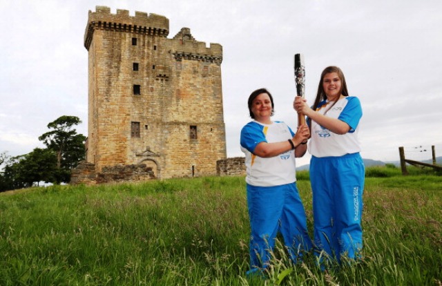 Pride House Glasgow Champion Susan Calman (left) was a batonbearer on the Queen's Baton Relay as it makes its way around Scotland ©Getty Images 