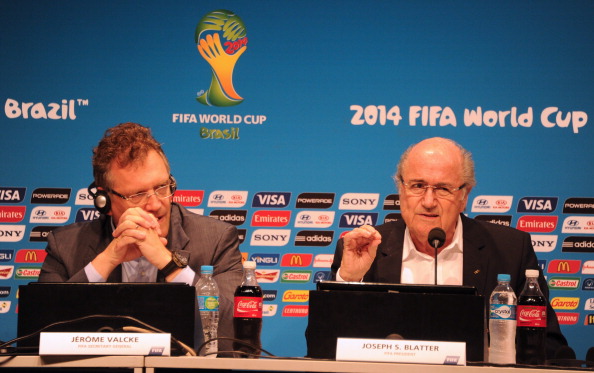 Senior FIFA officials including Jerome Valcke (pictured left alongside Sepp Blatter) have been quick to insist FIFA has nothing to do with the scam ©AFP/Getty Images