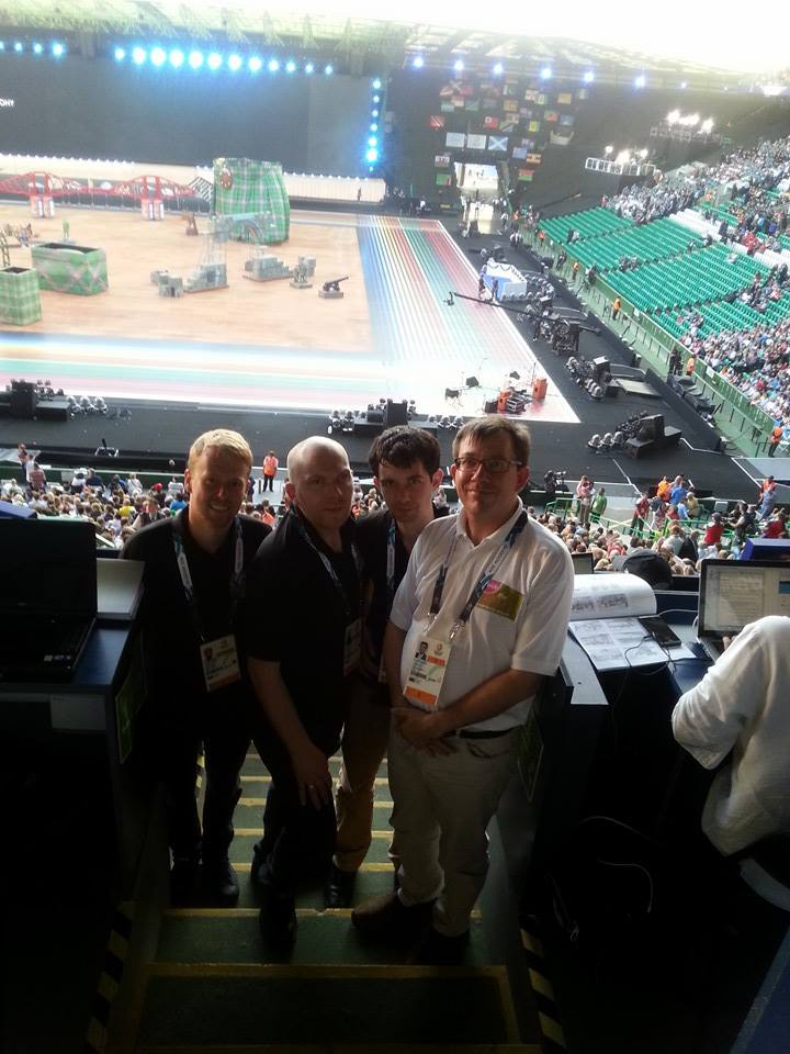 The insidethegames team ready to rock and roll inside Celtic Park ©ITG