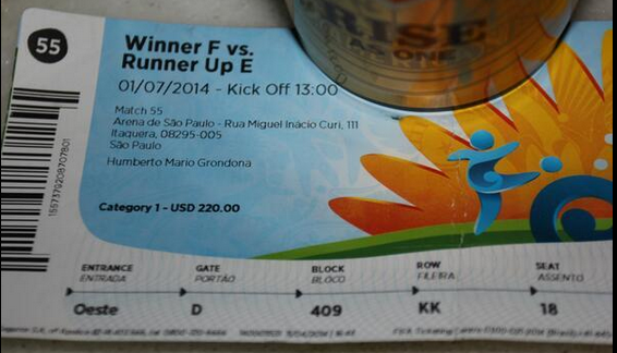 The ticket in Humberto Maria Grondona's name was published on Twitter by an Argentinian journalist ©Twitter