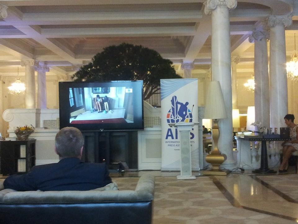 Thomas Bach was among those watching a presentation documenting the 90 year history of AIPS ©ITG