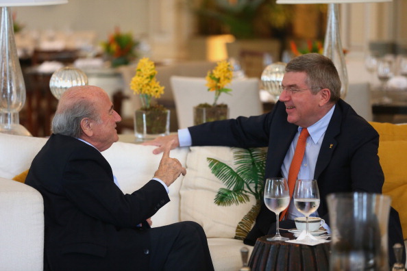 IOC President Thomas Bach arrived in Brazil today and immediately met with FIFA President Sepp Blatter, who no doubt gave him a view on how successful this World Cup has been ©FIFA via Getty Images