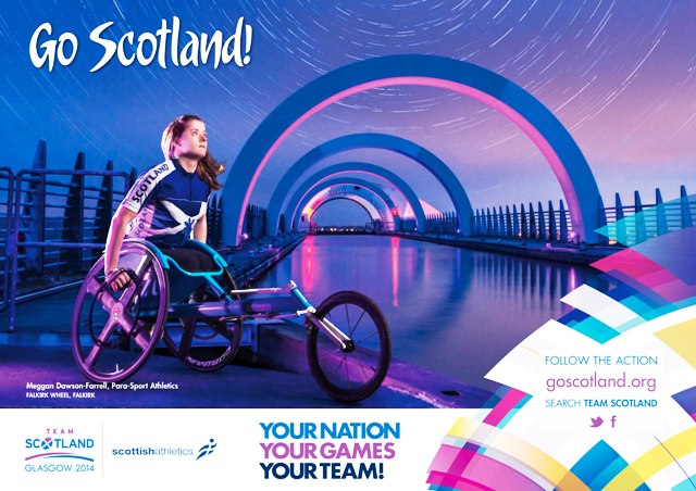 Wheelchair racer Meggan Dawson-Farrell at the famous Falkirk Wheel ©Go Scotland