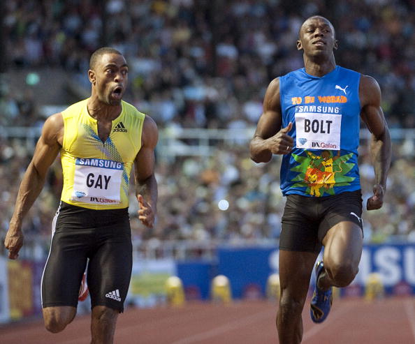 Usain Bolt is beaten by Tyson Gay at Stockholm's Olympic Stadium in August 2010. The Jamaican did not go on to run in that year's Commonwealth Games in Delhi, ending with immediate effect a season in which he freely admitted he had "slacked" in training ©AFP/Getty Images