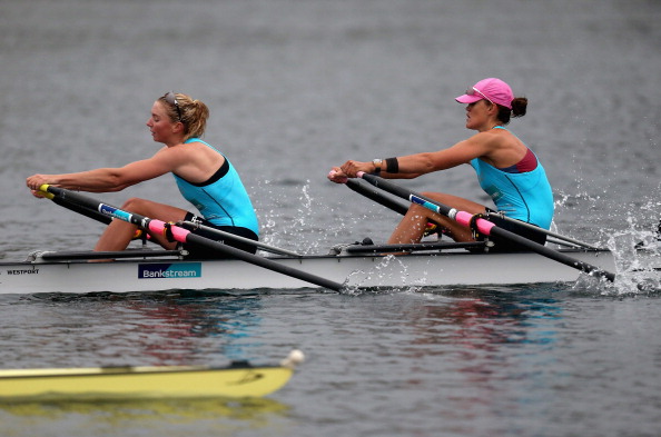 New Zealand's Fiona Bourke and Zoe Stevenson beat Lithuania's world champions and Poland's European champions in a double sculls final in which all three medallists finished within a second of each other ©Getty Images