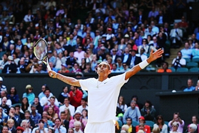 Australian Nick Kyrgios secured the biggest win of his career against world number one Rafael Nadal at Wimbledon ©Getty Images 
