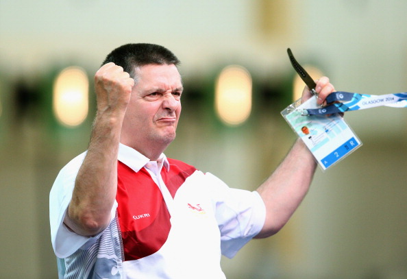 Michael Gault of England won a record-equalling 18th Commonwealth Games medal, a bronze in the 10m air pistol ©Getty Images