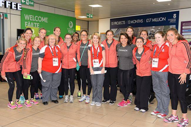 Part of the largest Canadian contingent ever to compete in a non-home Commonwealth Games arrive in Glasgow ©Facebook