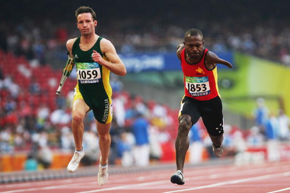 Francis Kompaon won Papua New Guinea's first ever Paralympic medal, with a T46 100m silver behind only Heath Francis of Australia, at Beijing 2008 ©Getty Images