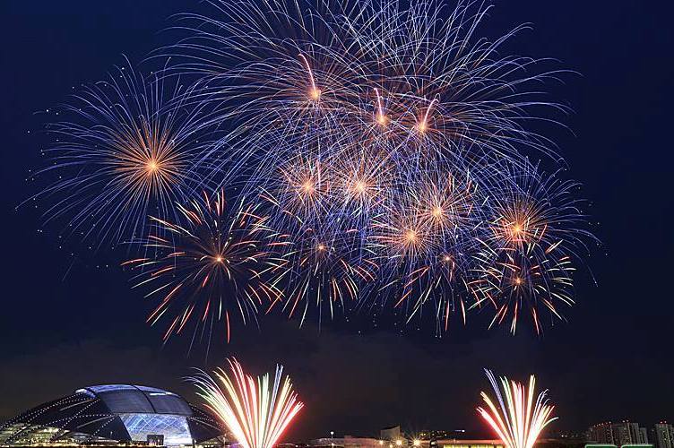A spectacular firework display marked the opening of the Singapore Sports Hub at the weekend ©Singapore Sport