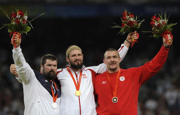 Andrei Mikhnevich of Belarus was initially awarded bronze before being stripped of his medal following his failed drugs test ©AFP/Getty Images
