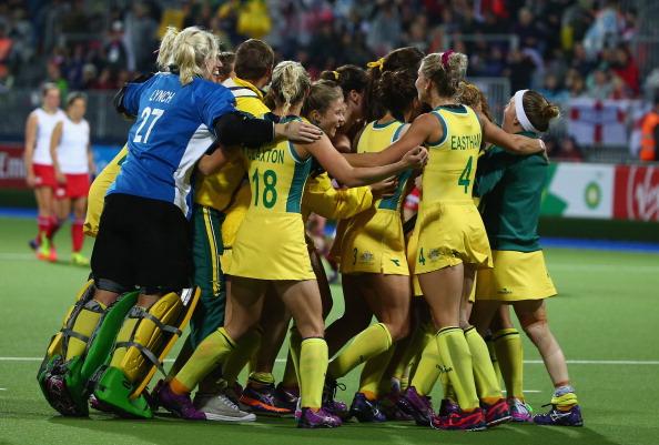 Australia celebrate their sensational victory in the women's hockey final ©Getty Images