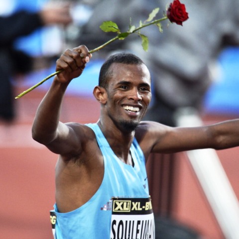 Ayanleh Souleiman became the first athlete from Djibouti to win a track event at the African Championships with gold in the 1500m ©AFP/Getty Images
