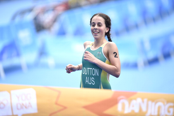 Brittany Dutton of Australia won the first gold medal of Nanjing 2014 in the women's triathlon ©Getty Images