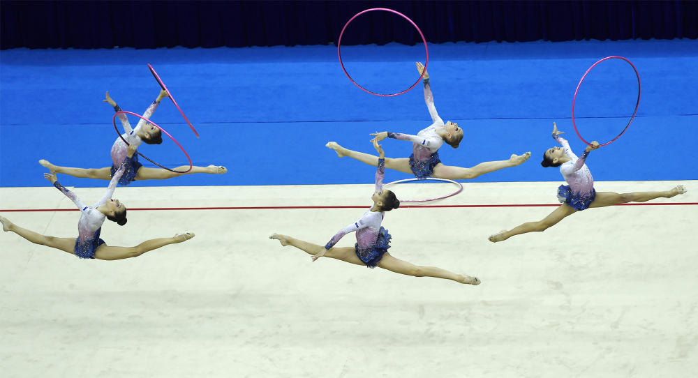 Bulgaria won silver behind Russia in the rhythmic gymnastics group all-around competition ©Nanjing 2014