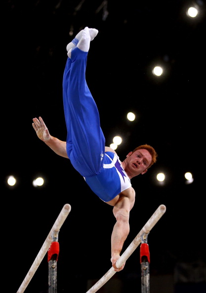 Daniel Purvis winning gold on the parallel bars ©Getty Images