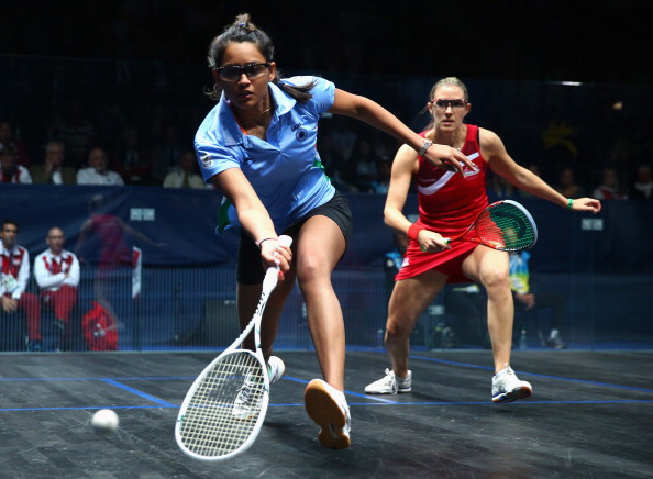 India pulled of a shock victory over top seeds England in the womens squash doubles today ©Getty Images