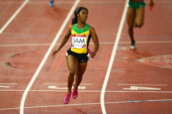 Shelly-Ann Fraser-Pryce safely saw the baton home as Jamaica claimed yet more gold in the women's 4x100m relay ©Getty Images
