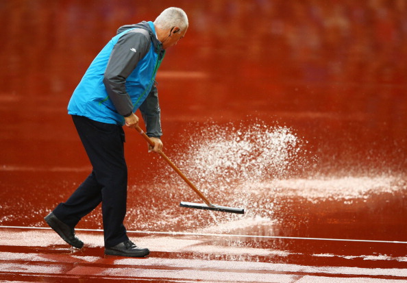 Hampden Park was drenched for its final night of athletics action ©Getty Images