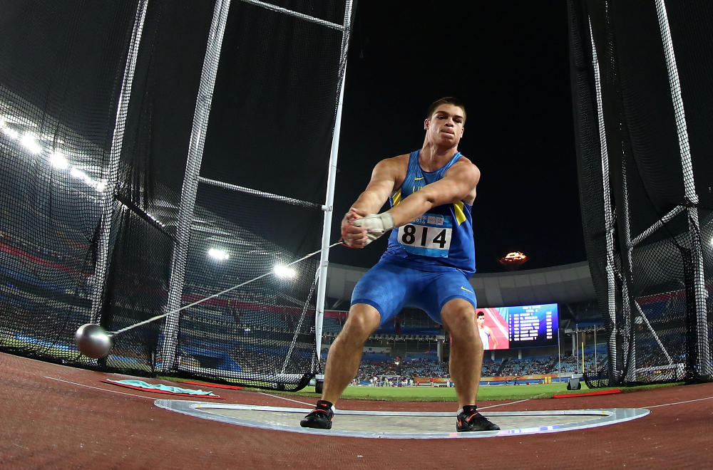 Hlib Piskunov of Ukraine won bronze in the men's hammer throw ©Nanjing 2014