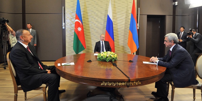 Azerbaijan President Ilham Aliyev and his Armenian counterpart Serzh Sargsyan held talks in Sochi with Vladimir Putin last week to try to find a solution to the dispute between the two countries ©President of Azerbaijan