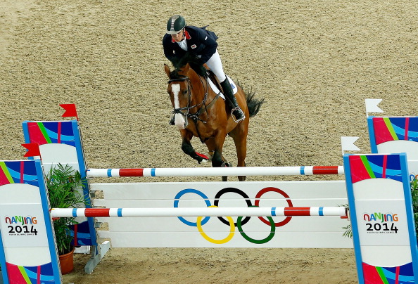 Jake Saywell of Great Britain in action during the jumping international team round ©Getty Images