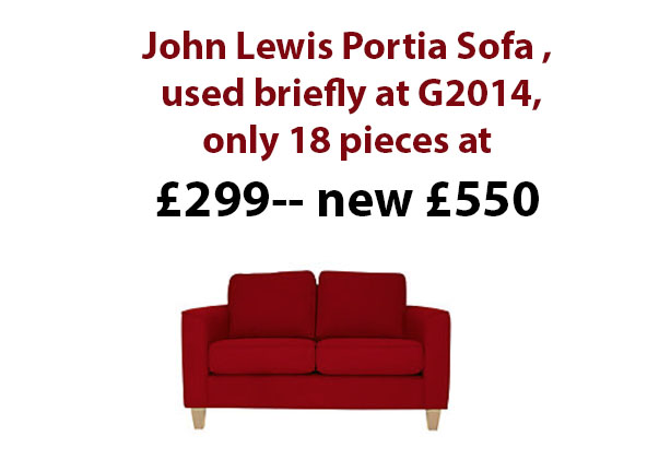 A John Lewis sofa that may have been used by Usain Bolt during Glasgow 2014 is among the items being sold by a company in Nottingham ©Leftover Solutions