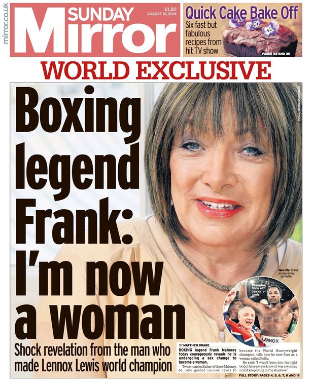 Kellie Maloney spoke exclusively to the Sunday Mirror about her gender re-assignment ©Sunday Mirror