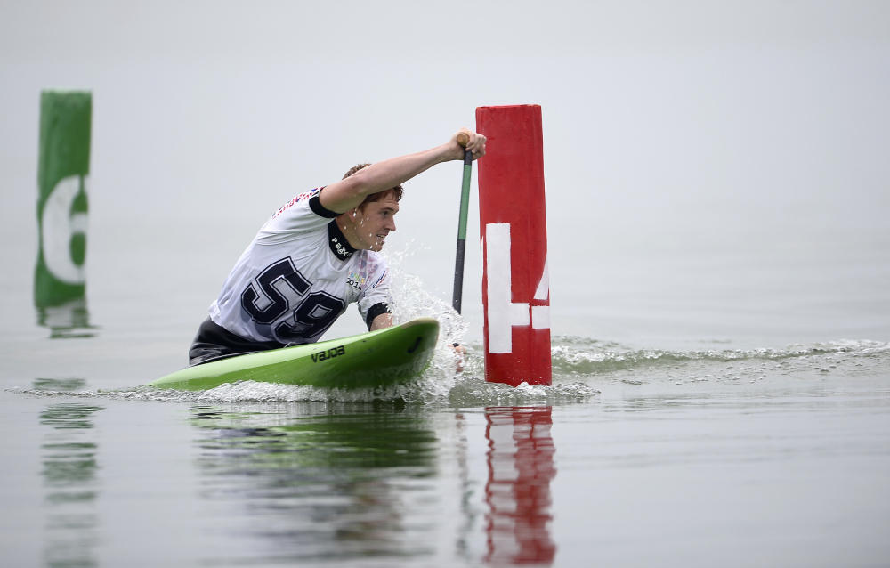 Marko Mirgorodsky of Slovakia won bronze in the men's C1 obstacle canoe slalom ©Nanjing 2014
