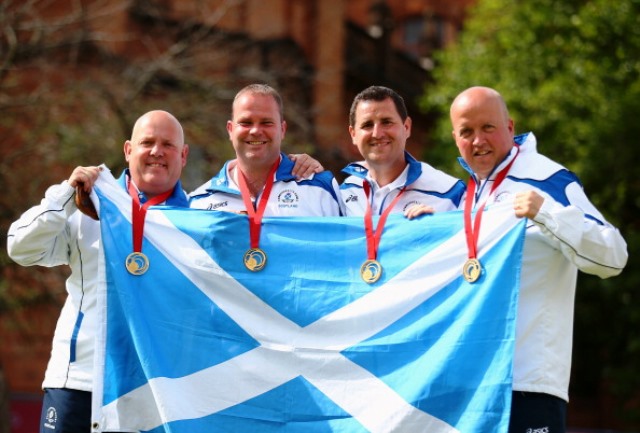 Marshall led the fours team to gold which was one of three Commonwealth Games titles for Scotland's men's bowlers ©Getty Images