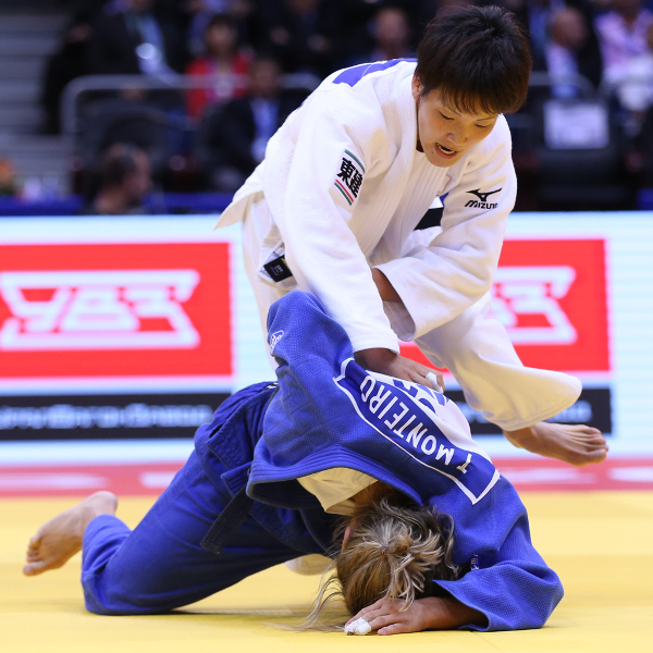 Japan's Nae Udaka enjoyed the biggest moment of her career to win the under-57kg category at the World Championships as Portugal's Telma Montiero had to settle for silver for the fourth time ©IJF