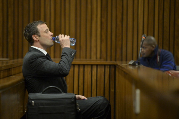 Oscar Pistorius cut an apprehensive figure when listening to the defence verdict today ©Getty Images