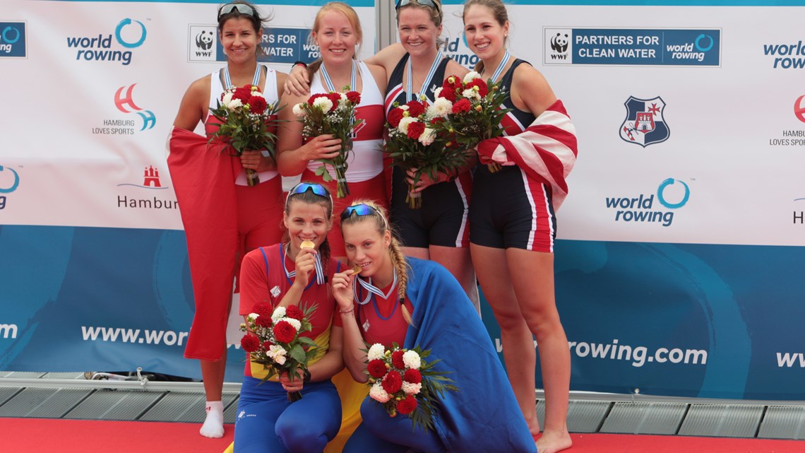 Romania were the best of the rest in Hamburg as they sealed two golds, two silvers and a bronze ©World Rowing