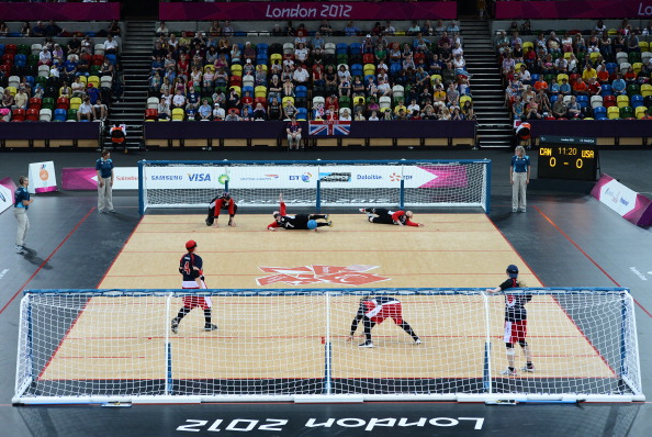 The US women's goalball team, pictured in action at London 2012, received the USOC team award ©Getty Images