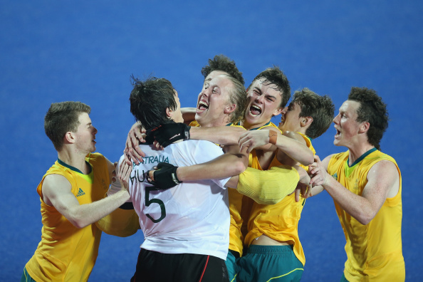 There were wild scenes after Australia won gold in the men's hockey 5s ©Getty Images