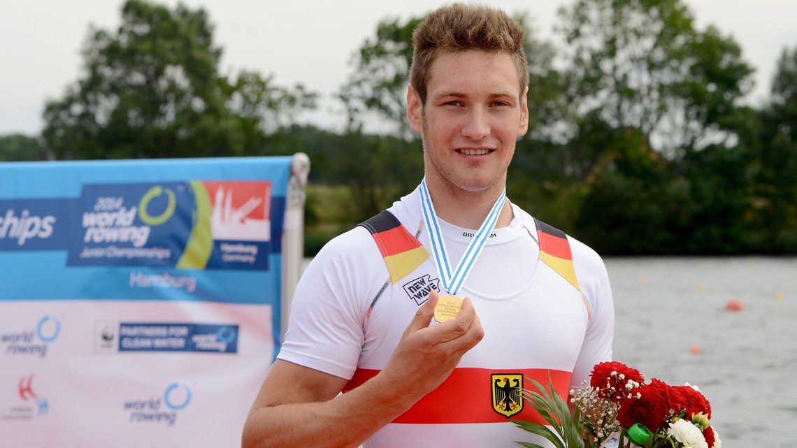 Tom Ole Naske stormed to victory in the men's single sculls, finishing more than 20 seconds ahead of Daniel Watkins ©World Rowing