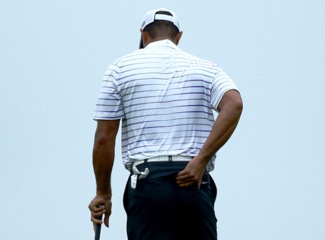 Woods endured one of his worst performances at a major, missing the cut at Valhalla as he struggled with his back injury ©Getty Images