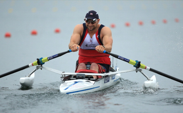 Britain's 2008 Paralympic champion Tom Aggar made best use of the calm conditions in the AS single sculls at the FISA World Rowing Championships  ©Getty Images